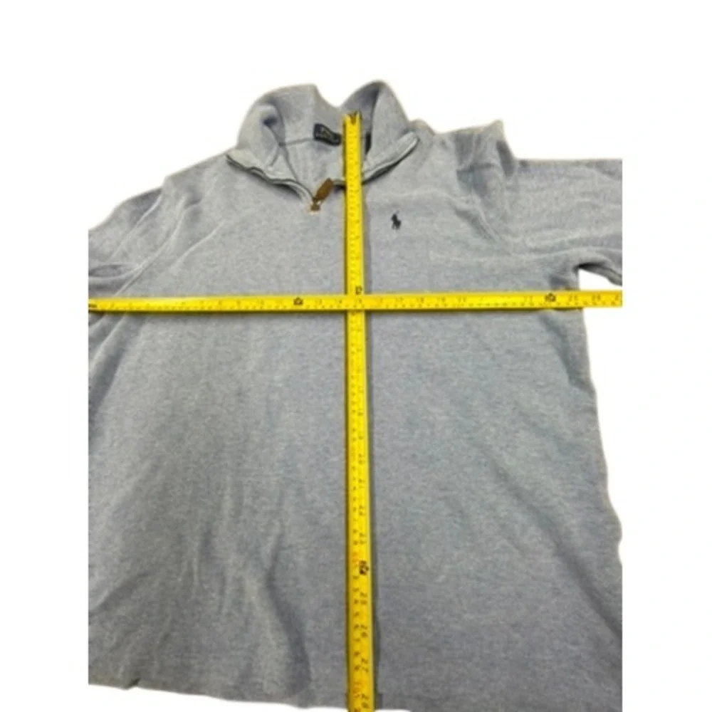 Polo Ralph Lauren Mens‎ Light Blue Heather Quarter Zip Pullover Sweater Large